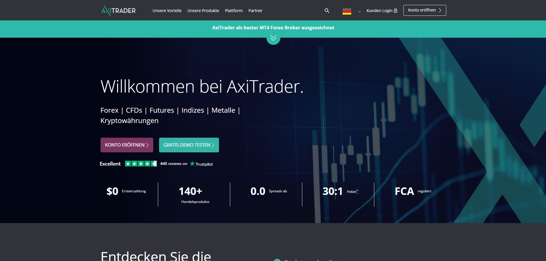 AxiTrader Forex Broker Webseite