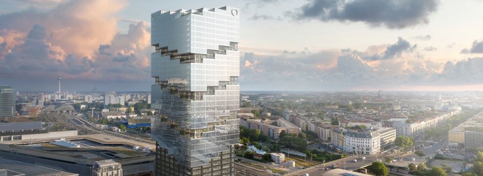 Edge East Side Tower – zukünftiger Amazon-Sitz in Berlin im Bereich der Warschauer Brücke (Quelle: EDGE.Tech/bloomimages)