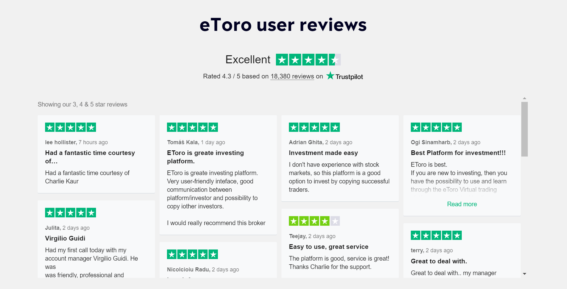 eToro Reviews bei Trustpilot