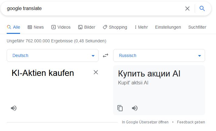 Eine KI-Anwendung: Google Translate