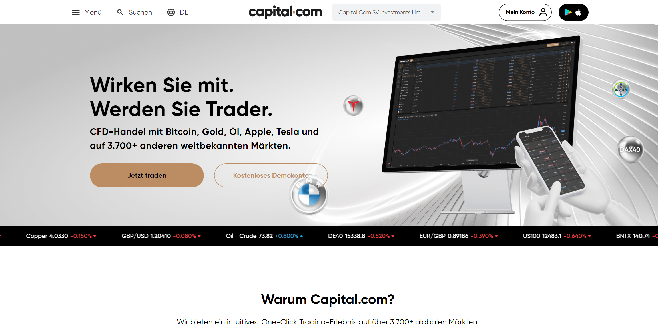 Capital.com Webseite