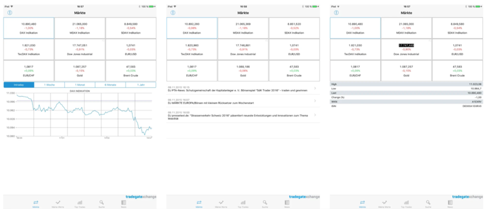 Screenshots App Tradegate Exchange