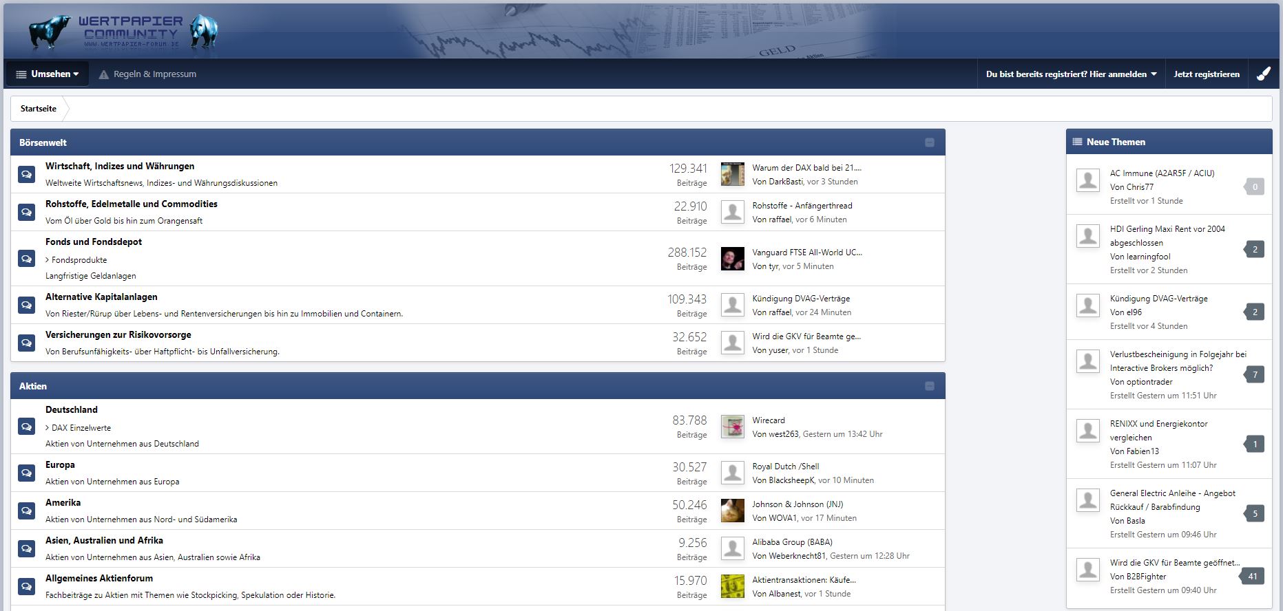 Screenshot der Webseite Wertpapier-forum.de