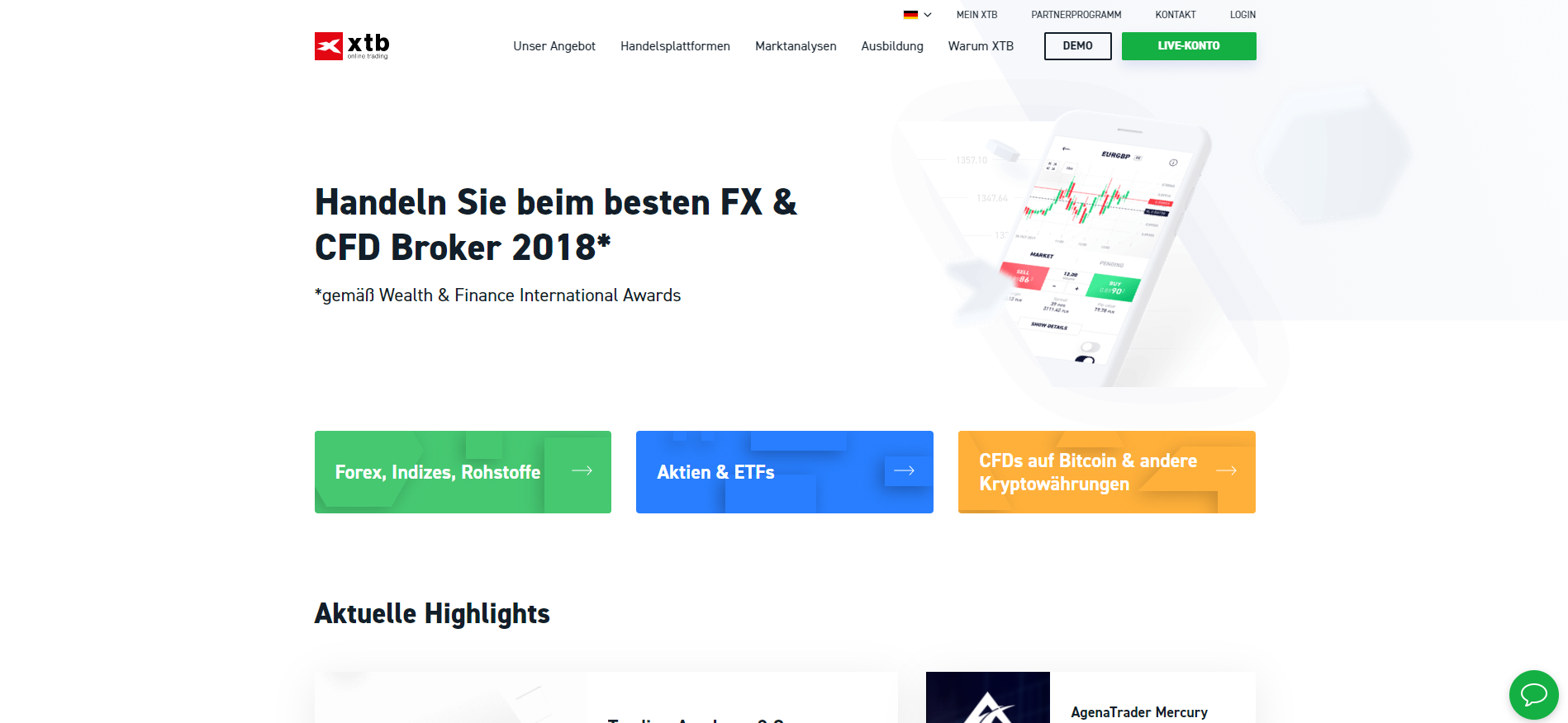 XTB Forex Broker Webseite