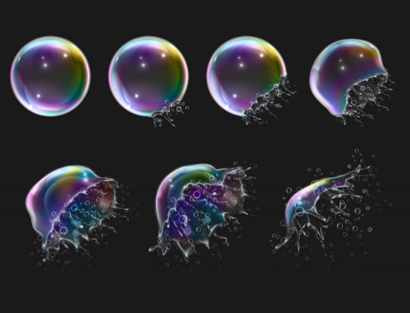 Stadien des Zerplatzen verschiedener Aktienblasen