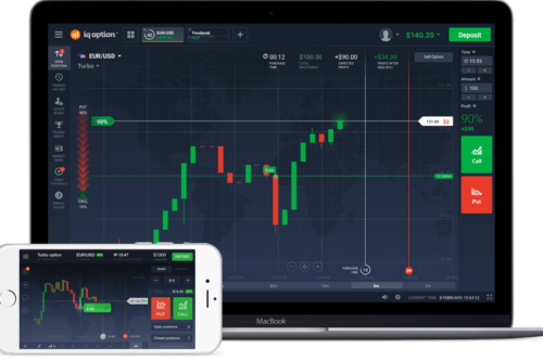 Online Trading Handelsplattform von IQ Option für CFDs auf dem Macbook oder Iphone