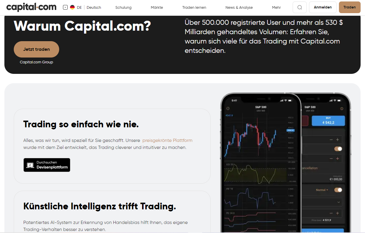 Capital.com bietet Trading mit KI