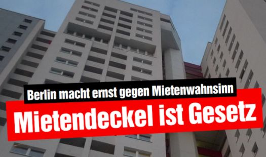 Mietendeckel: Wahlslogan der Koalitionspartei Die Linke in Berlin im Jahr 2020