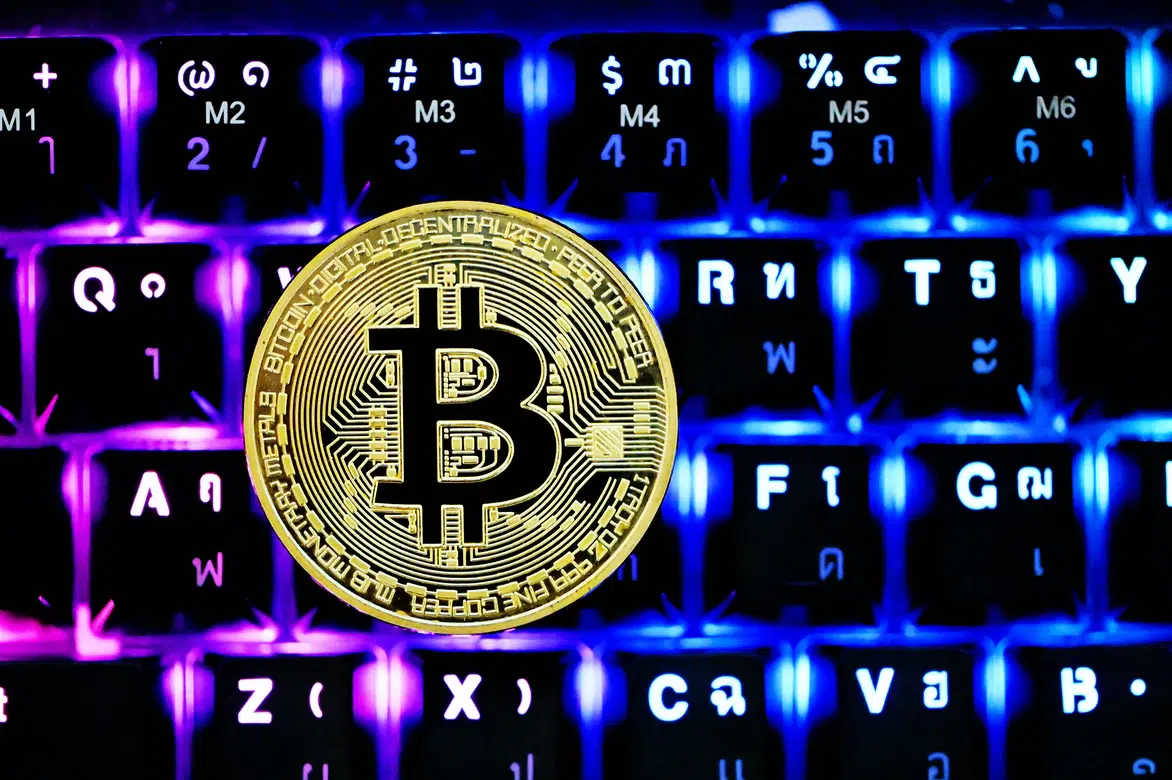 Bitcoin Symbol auf Tastatur