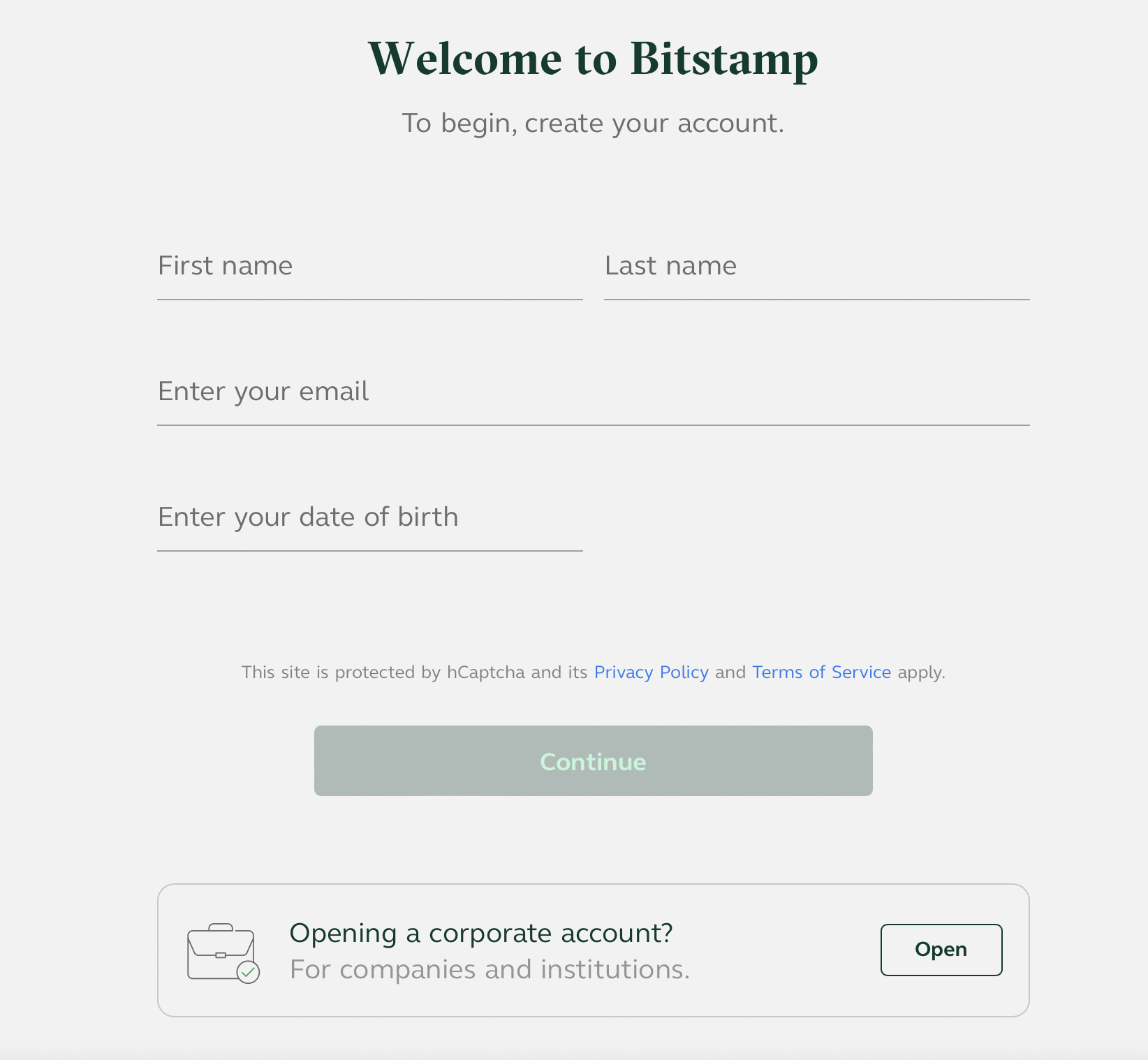 Bitstamp Registrierung