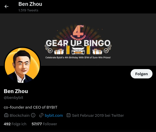ByBit CEO Ben Zhou