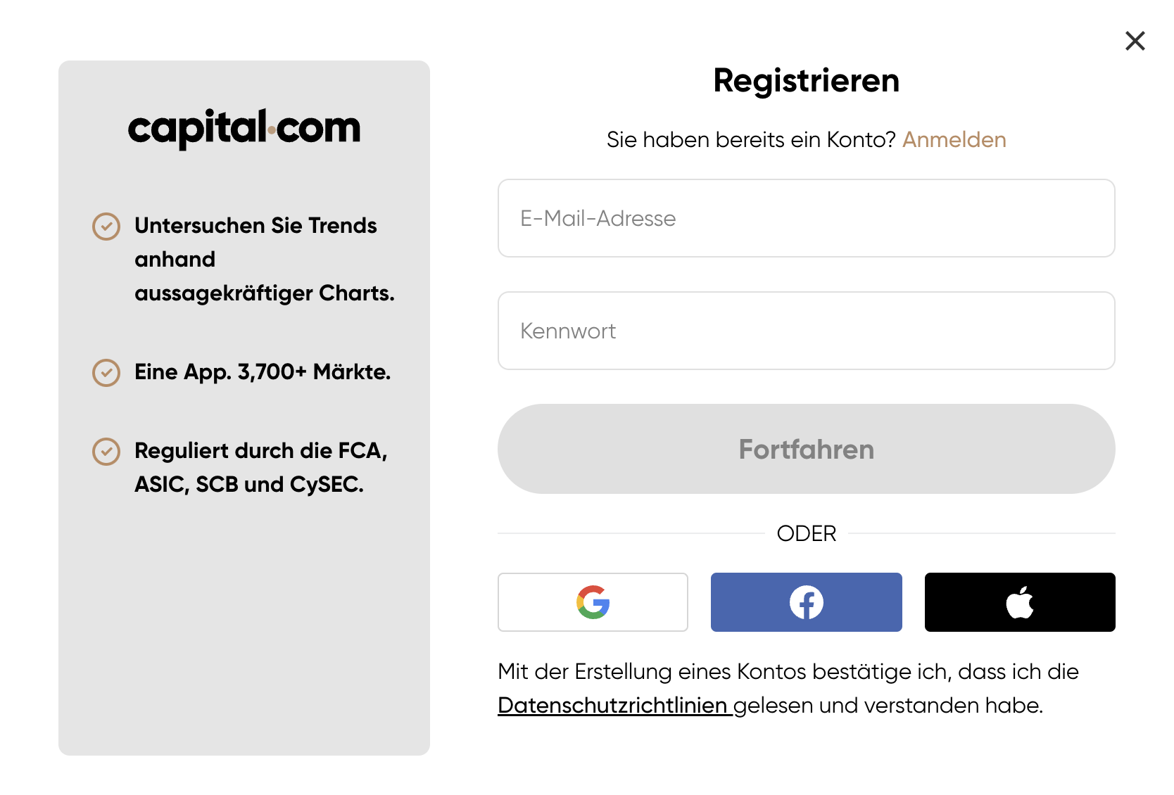 Capital.com Registrieren