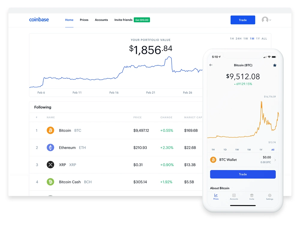 Coinbase Plattform und App
