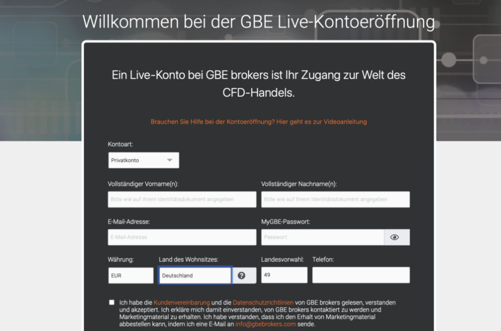 GBE Brokers Livekonto