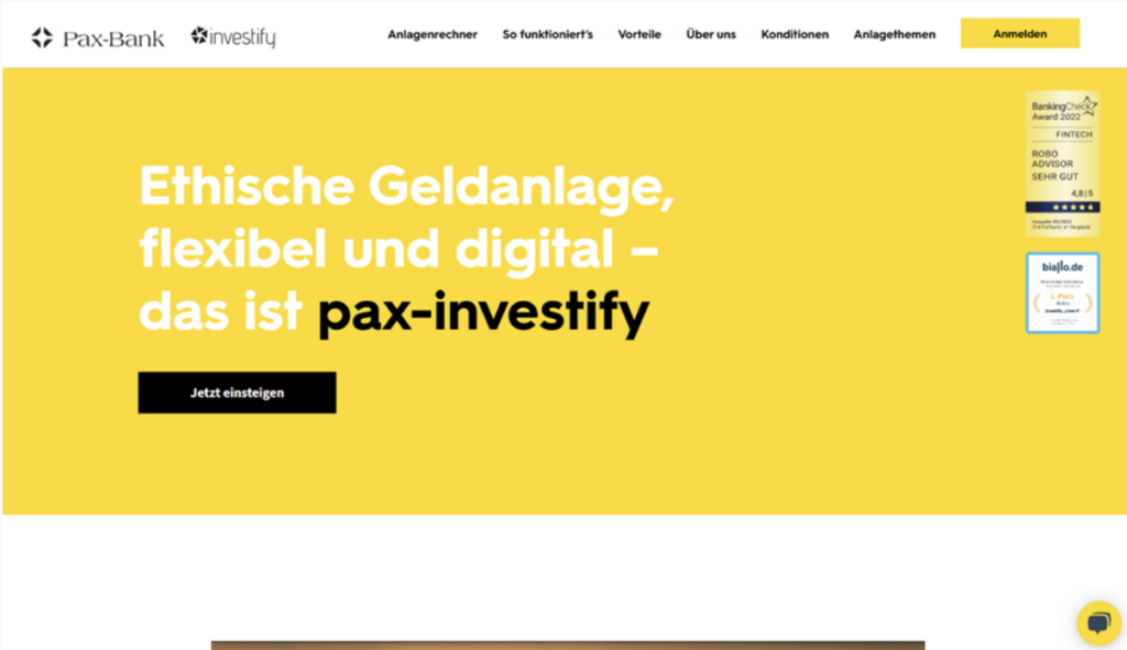 Pax-Investy Webseite 