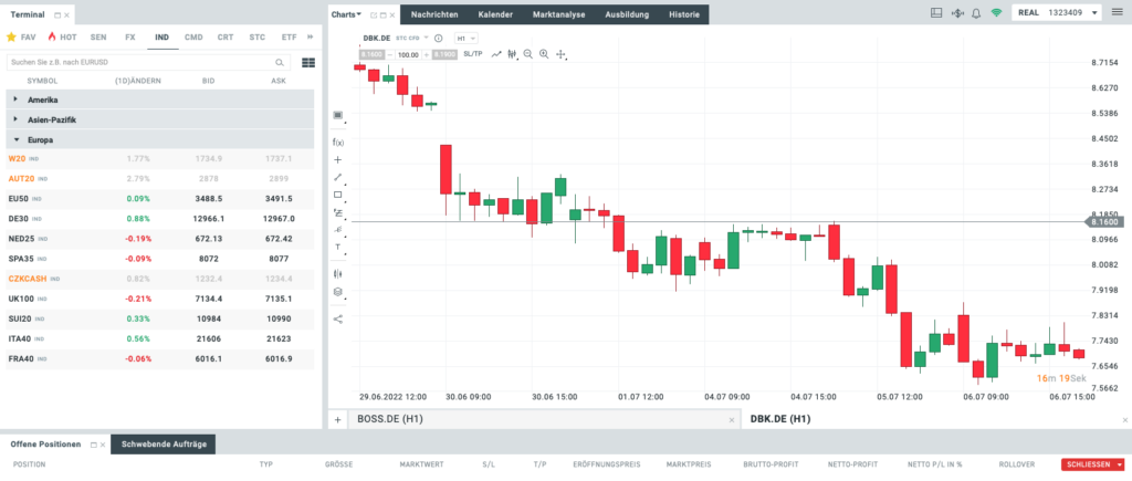 XTB Trading Plattform Screenshot