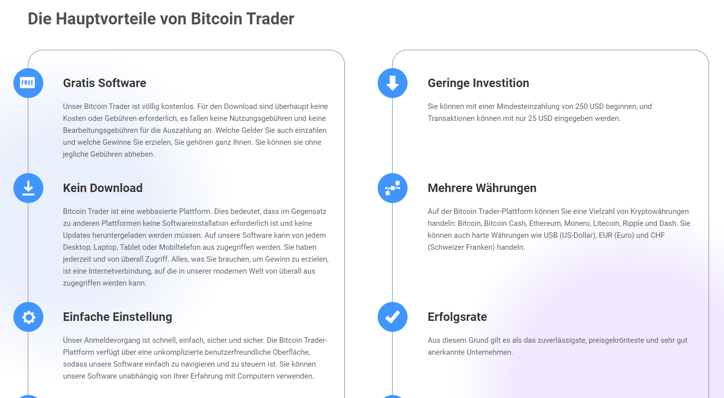 Bitcoin Trader vermeintliche Vorteile