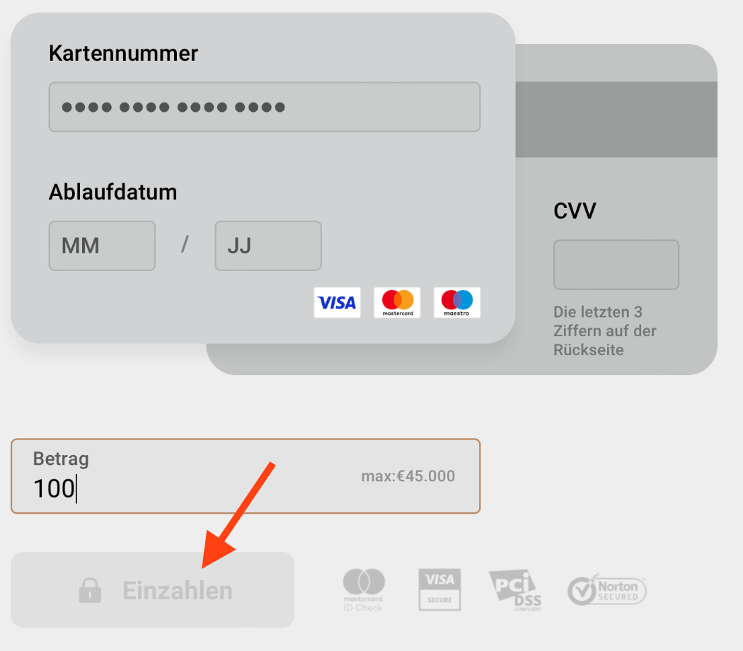 Einzahlung beim Online Broker mit Kreditkarte